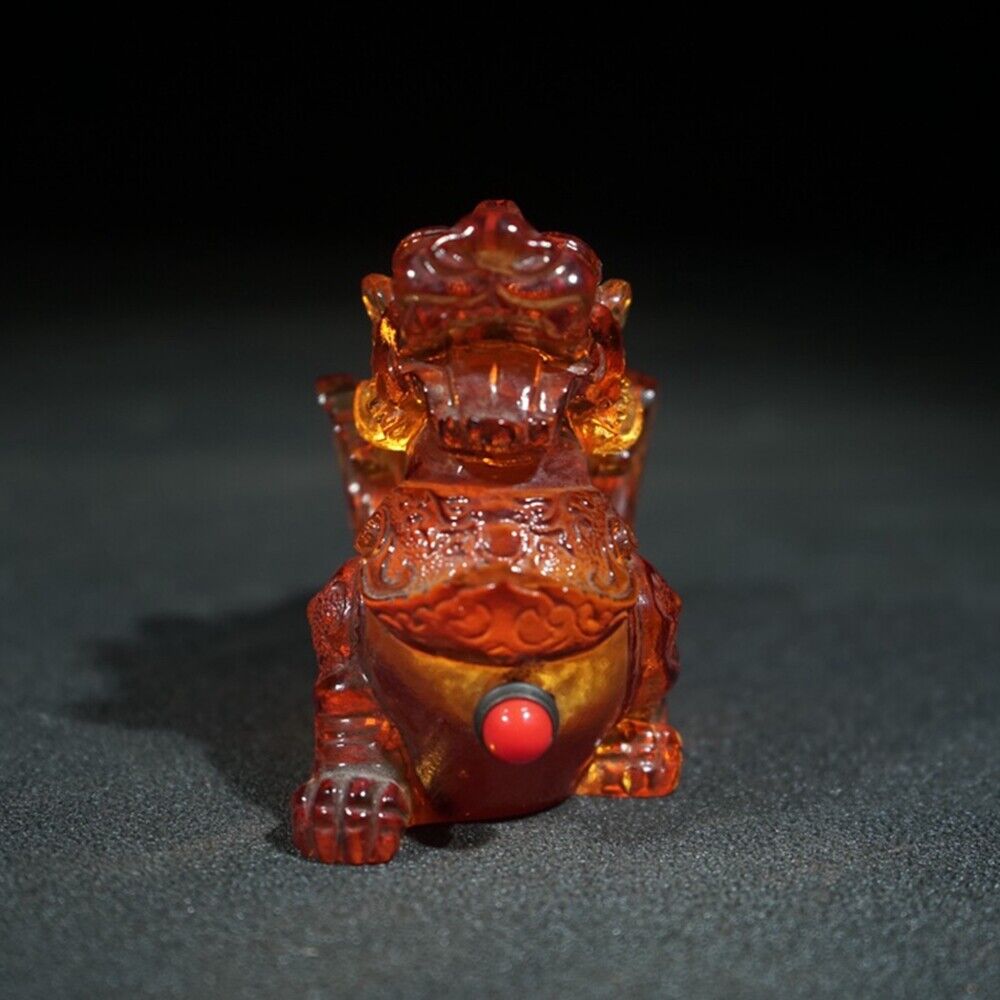 chinese beijing carved glass snuff bottle antique carving yellow dragon statue