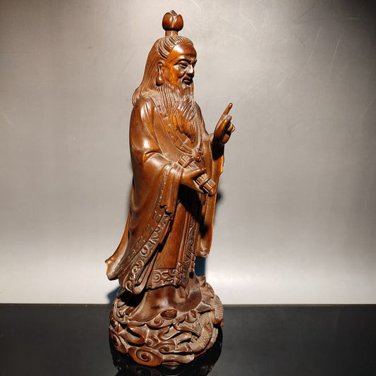 7" vintage wood carving Boxwood wooden sculpture buddha statue praying decor art