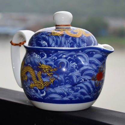 Porcelain Teapot 350ml Stainless Filter Infuser Chinese Dragon Flower Tea Pot