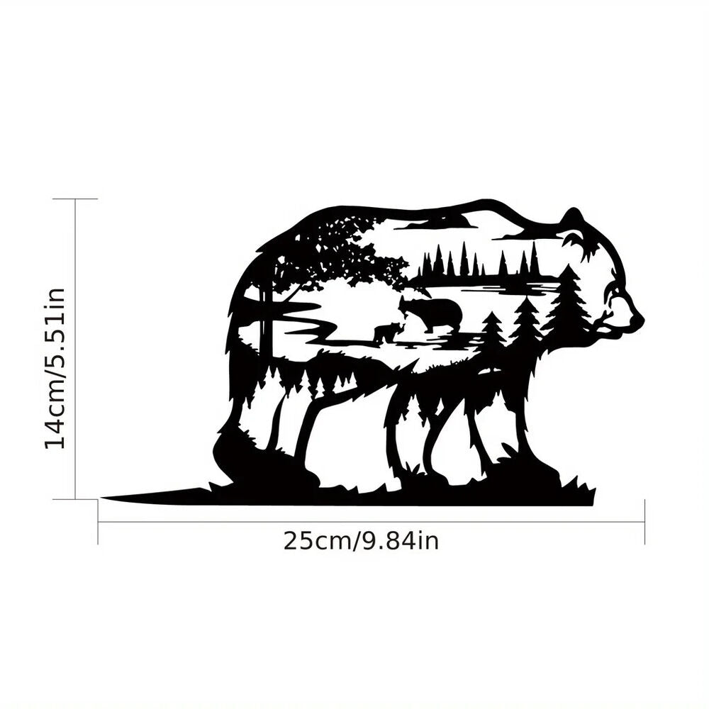 Metal Wall Art Decoration Forest Bear Silhouette Sculpture Ornament Rustic Cabin