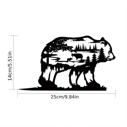 Metal Wall Art Decoration Forest Bear Silhouette Sculpture Ornament Rustic Cabin