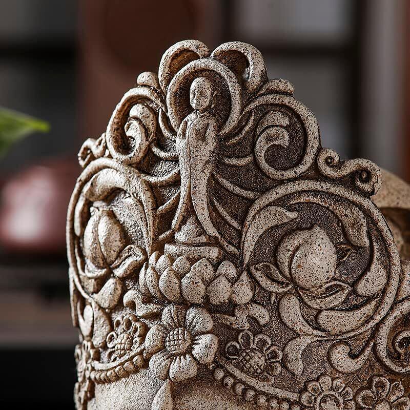 Buddha Head Statue Figure Tabletop Meditation Zen Lamp Home Office Decoration