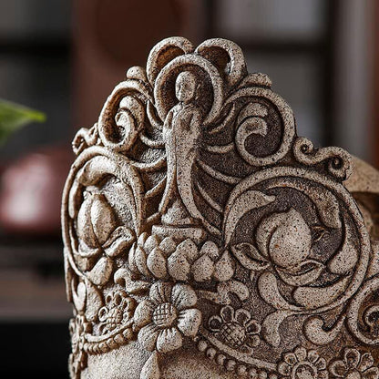 Buddha Head Statue Figure Tabletop Meditation Zen Lamp Home Office Decoration