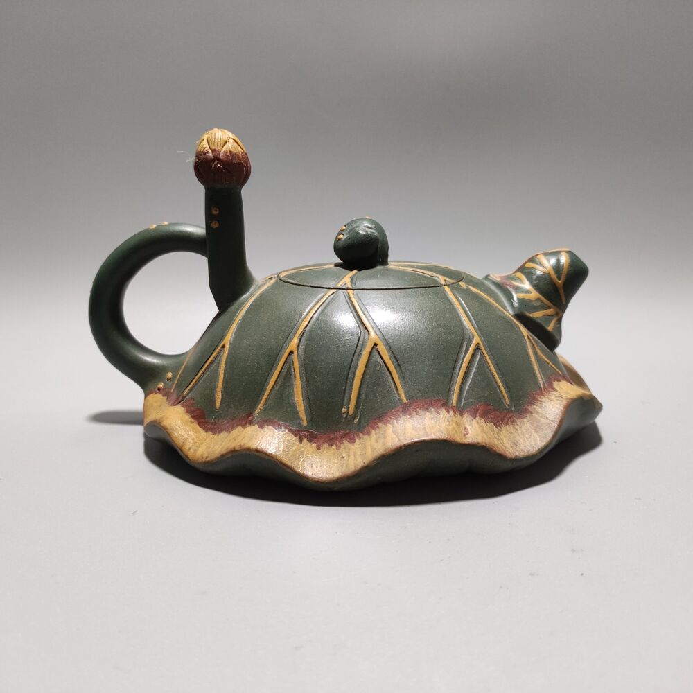 Vintage Chinese Yixing Purple Clay Teapot Zisha Ceremony Fine Lotus Leaf Teaware