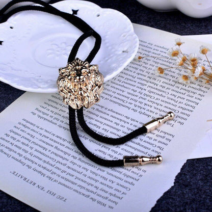 Men Lion's Head Bolo Tie Male Casual Cowboy Wear Suit Cravat Wool String Necktie
