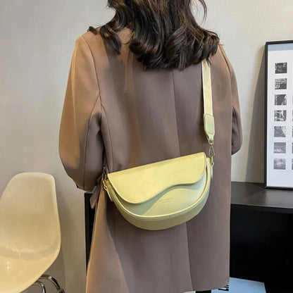 Women's PU Small Shoulder Bag Fashion Simple Underarm Handbag Travel Crossbody