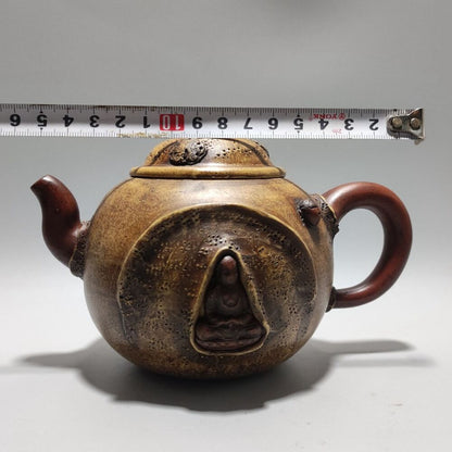 Vintage Chinese Yixing Purple Clay Teapot Zisha Ceremony Carving Collectible Art