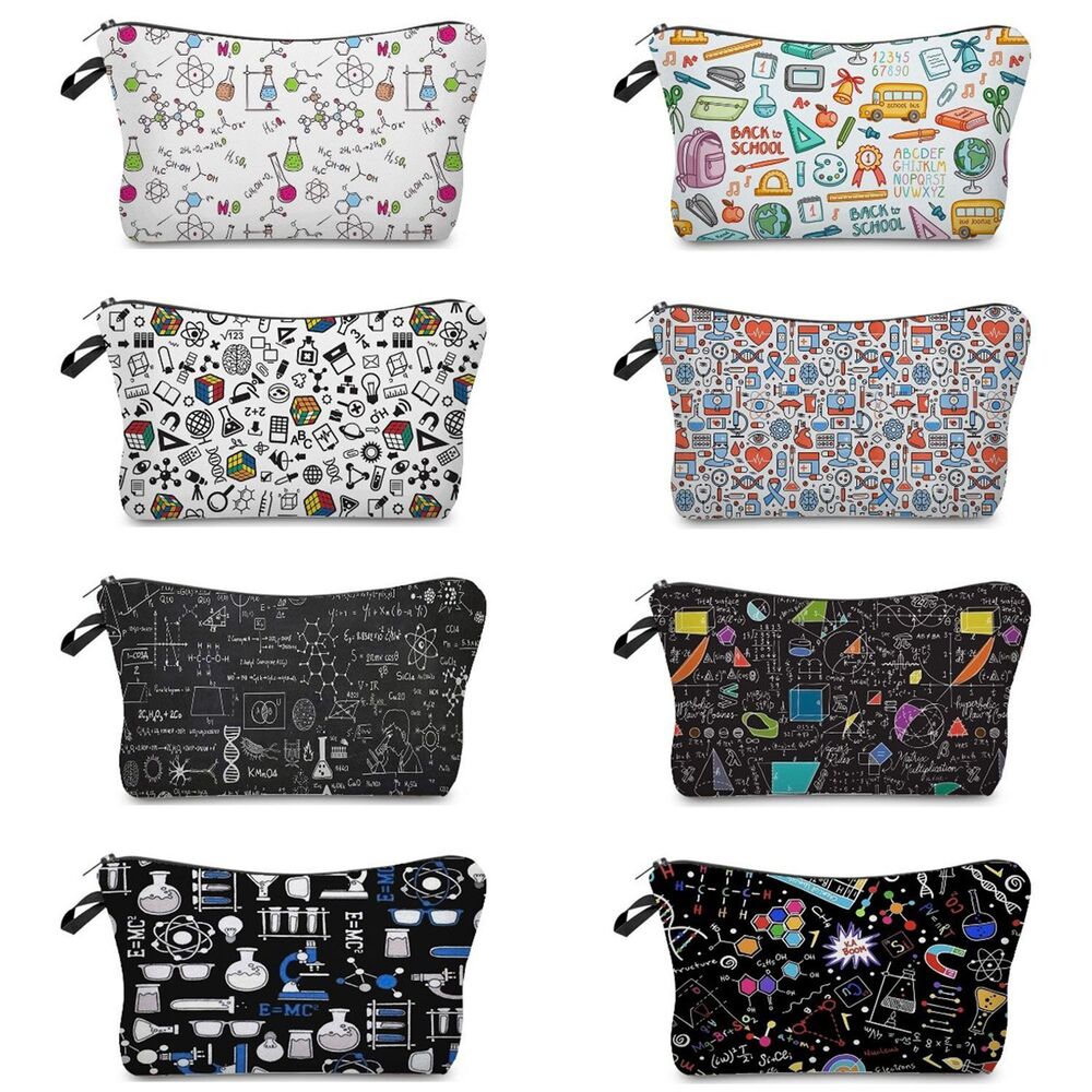 Natural Science Printed Student Pencil Case Teacher Cosmetic Storage Toilet Bag