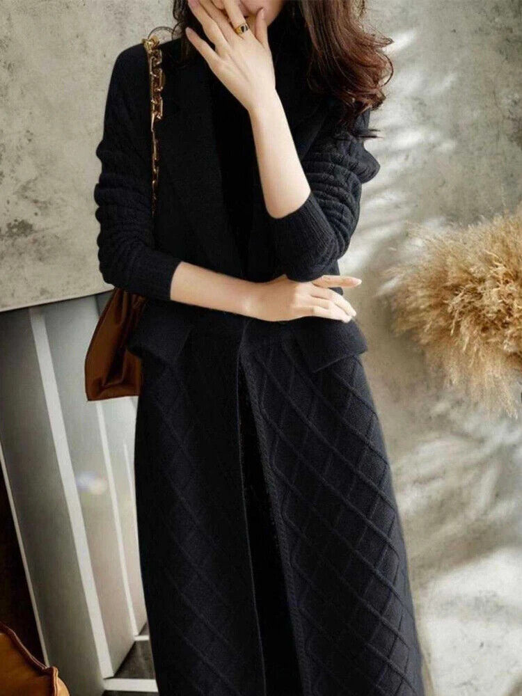 Cardigans Sweater Tops Suit Collar Long Sleeve Lady Winter Clothes Women