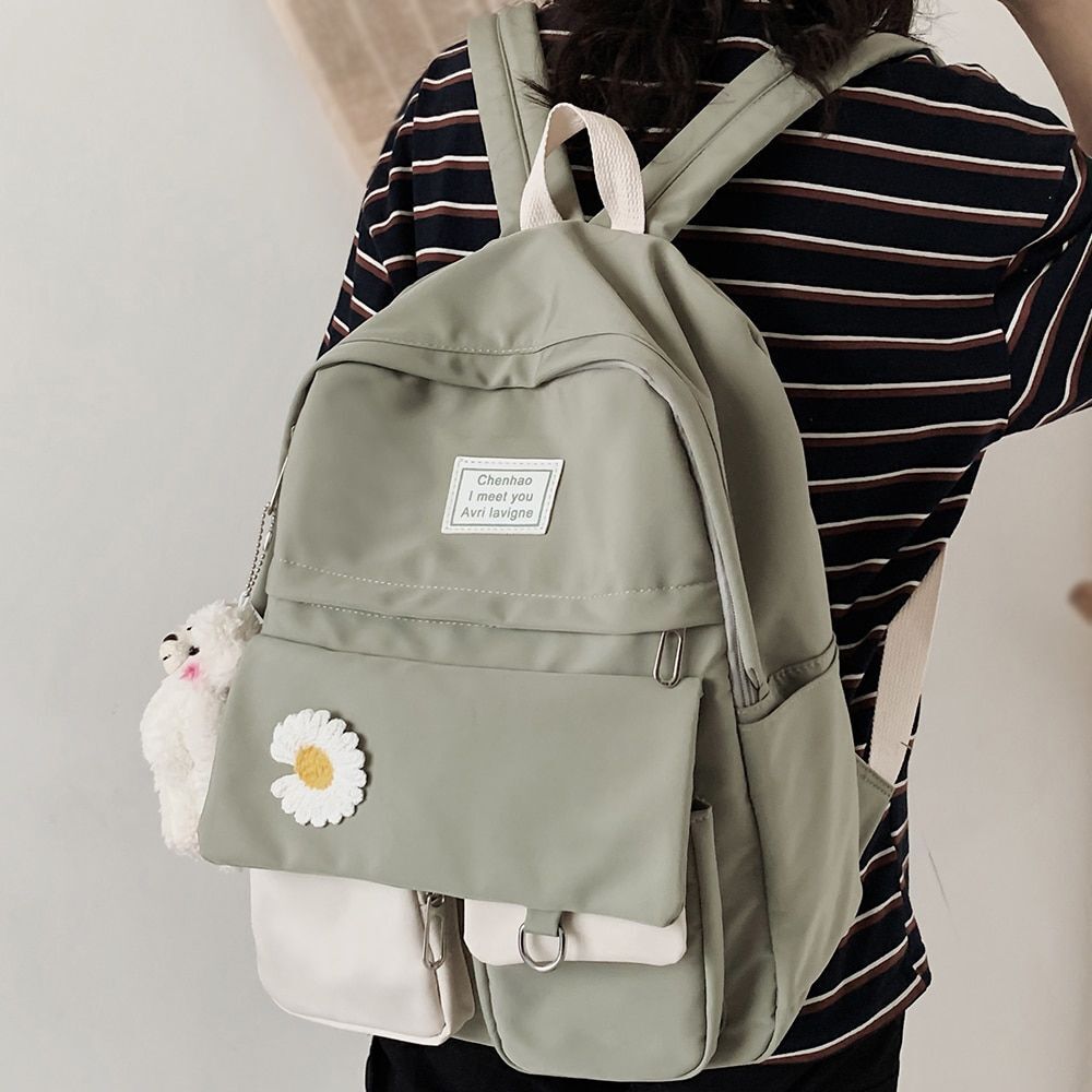 College Student Backpack Cute Nylon School Book Bag Travelling 29*14*43 CM Blue