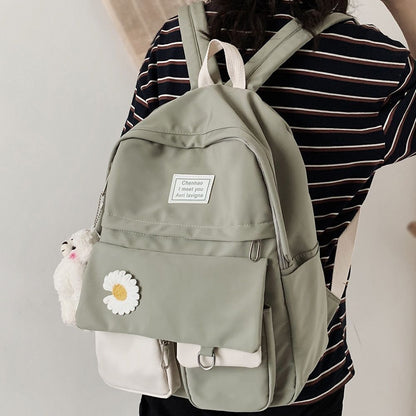 College Student Backpack Cute Nylon School Book Bag Travelling 29*14*43 CM Blue