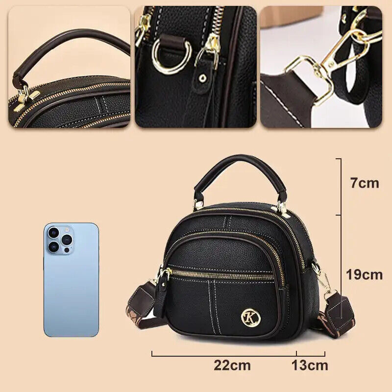 Multifunctional Compartments Adjustable Wide Shoulder Strap PU Crossbody Bag