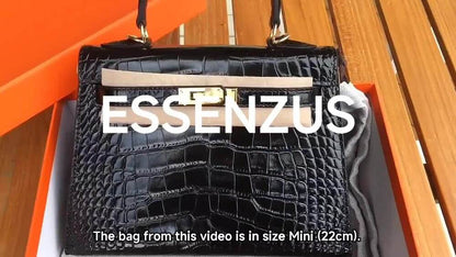 19/22/25cm Croc Effect Real Leather Flap Shoulder bag Tote Clutch Purse Fashion