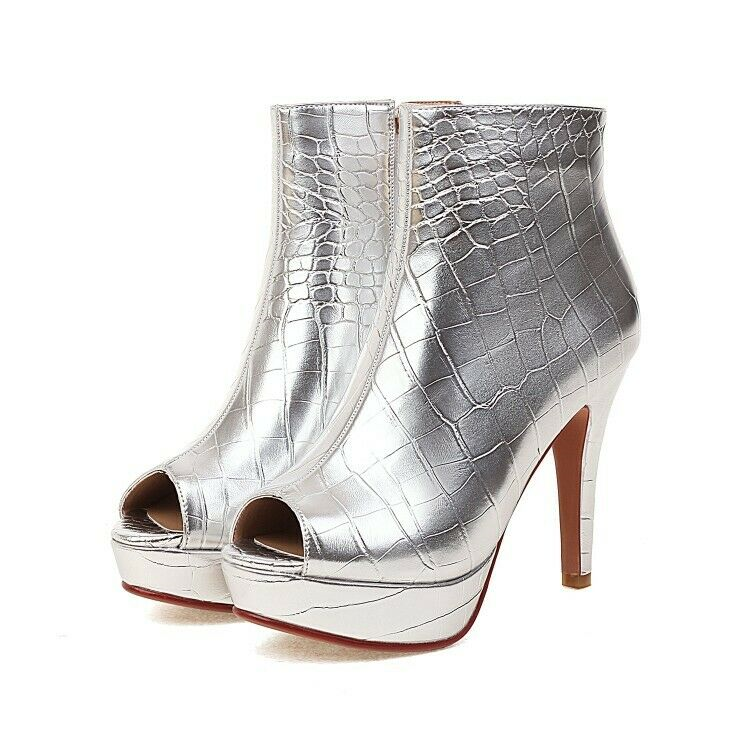 Women's Shoes Stiletto Peep Toe Zipper Platforms Fashion Ankle Boots Sandal Boot