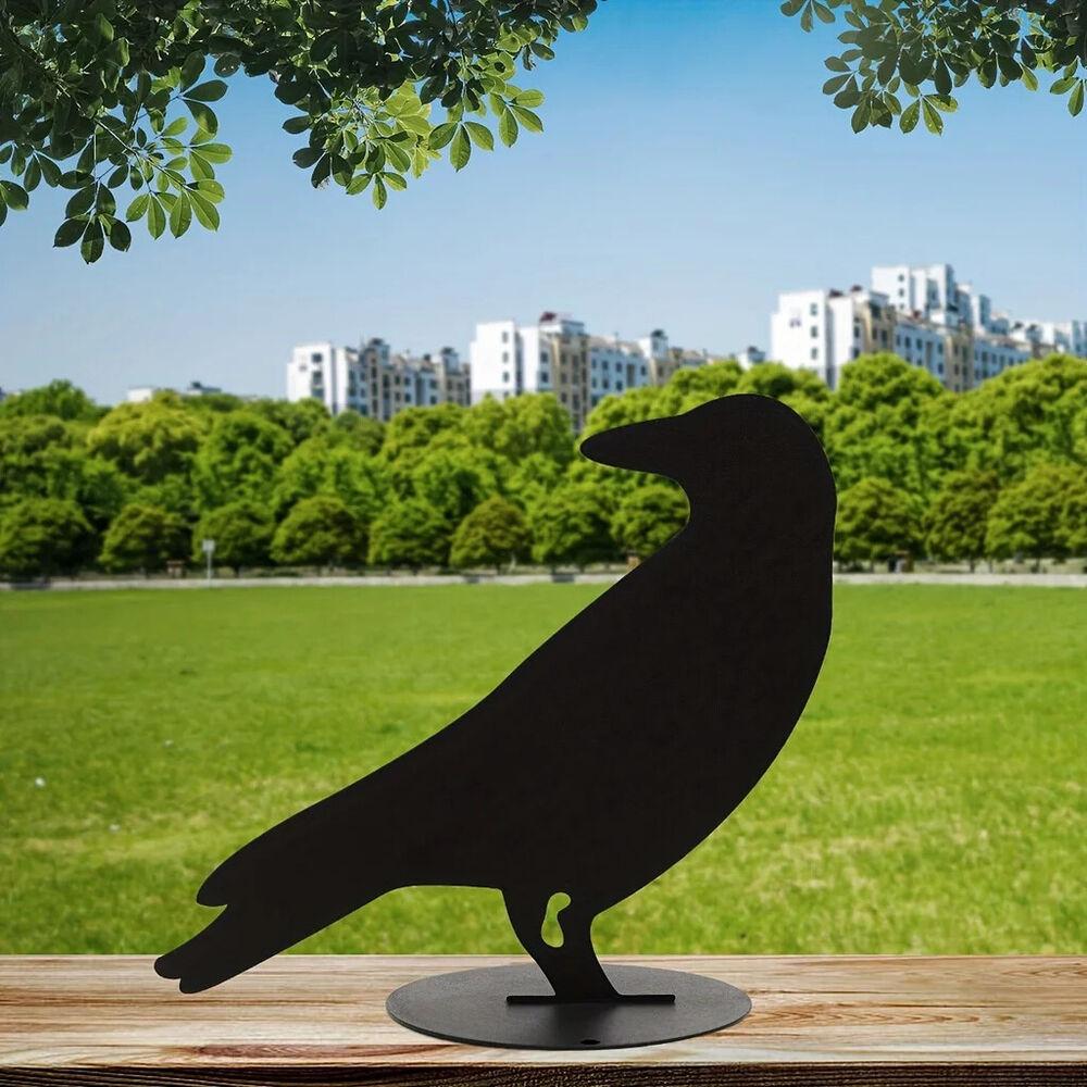 1pc Raven Garden Stake, Metal Silhouette Yard Sign With Stake