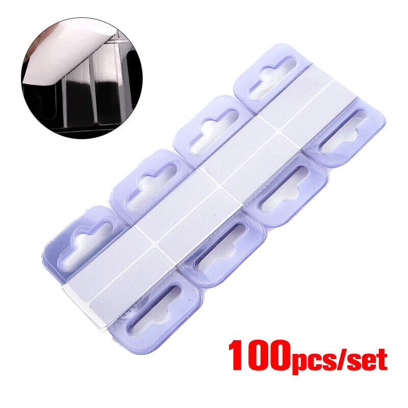 100pcs PVC Slot Hole Adhesive Hang Tabs Tag Merchandise Box Bag Peghooks DisY~gw