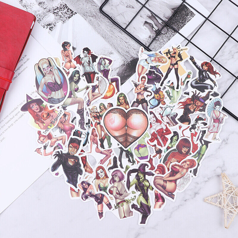 50Pcs/bag Pvc Waterproof Sexy beauty Girls Stickers For Skateboard Luggage DY-ca
