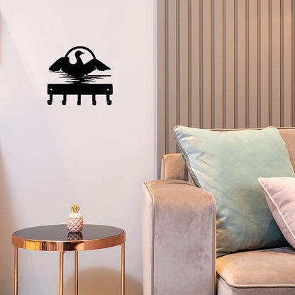 Loon on Water Key Rack Hanger - 6 inch Wide/9 inch wide Metal Wall Art
