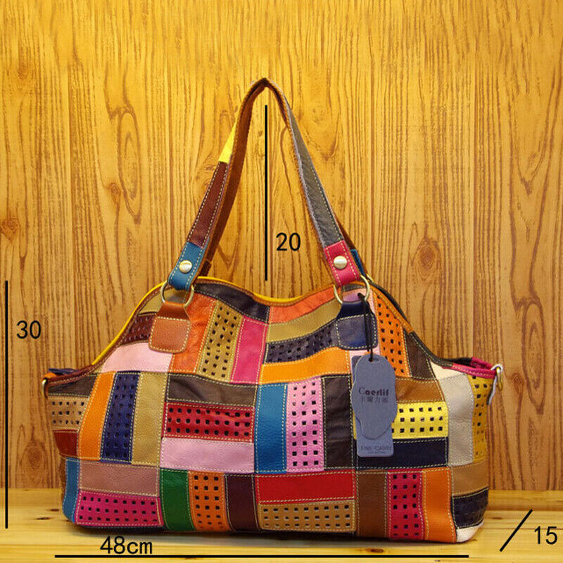 Designer Women'S Genuine Leather Multi-color Handbag Satchel Tote Shoulder Bags