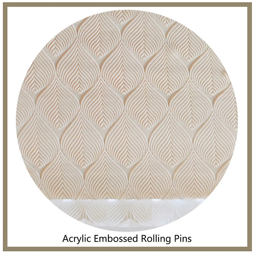 Rolling Pin Acrylic Kitchen Fondant Decorating Tool Clay Pastry Embossed Pattern