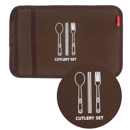 Outdoor Stainless Steel Fold Tableware Sets Spork Chopsticks Travel Picnic Bag