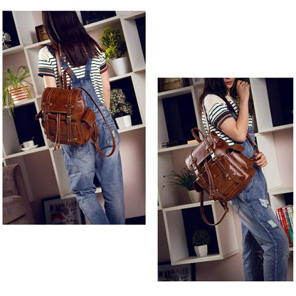 New Women‘s’ PU Leather Backpack Handbag Shoulder Messenger Rucksack Laptop Bag