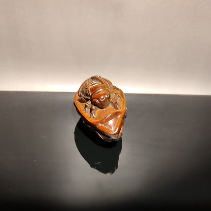 vintage christmas elf presents lucky cicada bamboo gift happy wood carved statue