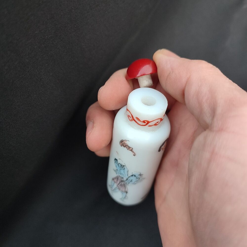 Peking Glass Snuff Bottle Painting Chinese Zhong Kui Spirit Ghost Rare Figurine