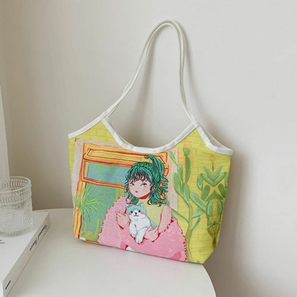 Daily Outdoor Travel Cartoon Tote Bag Underarm Bags Canvas Handbag Shoulder Bag