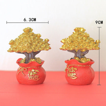 Feng Shui Decor Money Tree Wealth And Good Luck Blessing Bag Tabletop Decoration