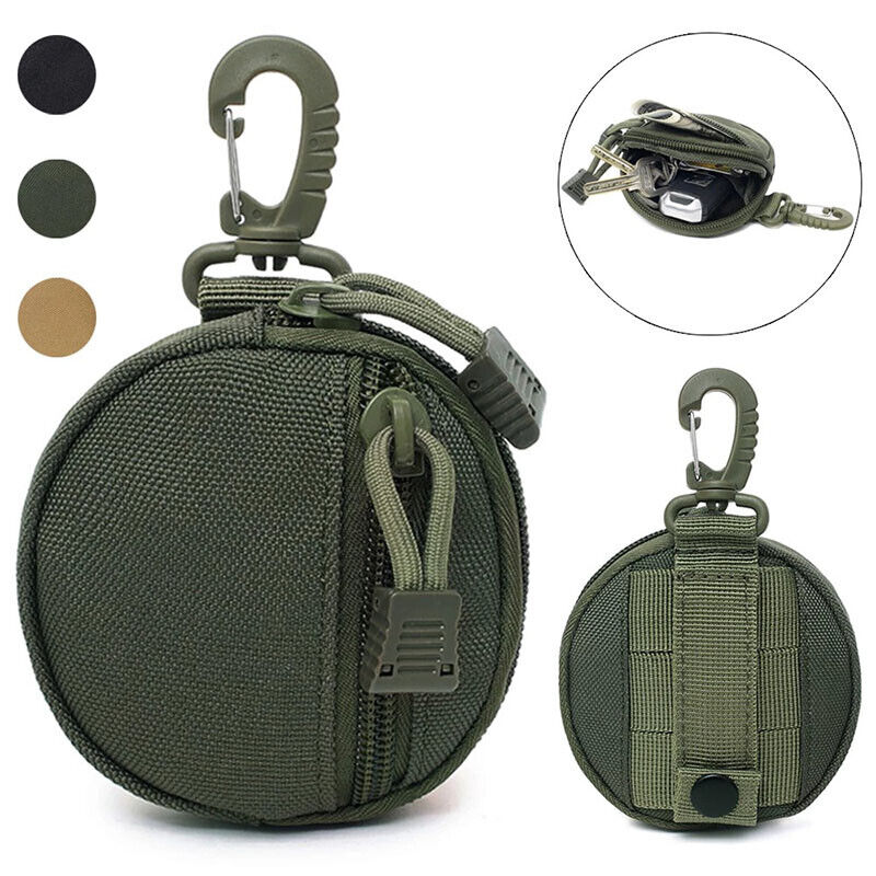 Outdoor Coins Purse Keychain Bag Pouch Tactical Round Wallet Portable Mini Bag