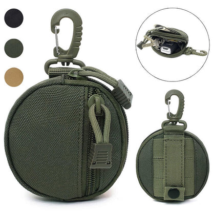 Outdoor Coins Purse Keychain Bag Pouch Tactical Round Wallet Portable Mini Bag
