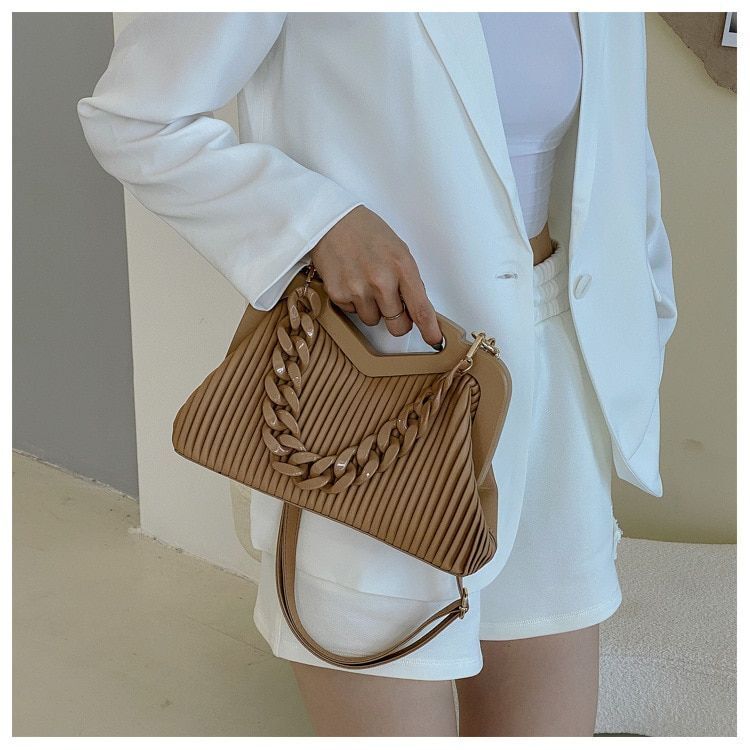 Acrylic Handbag Chain Shoulder Bag Synthetic Leather Crossbody Clutch 30*19*11CM