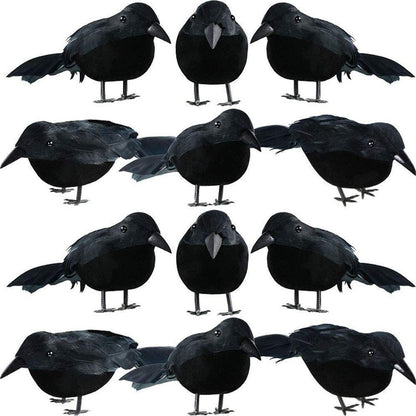 Artificial Crow Realistic Black Birds Props for Garden Home Halloween Decoration