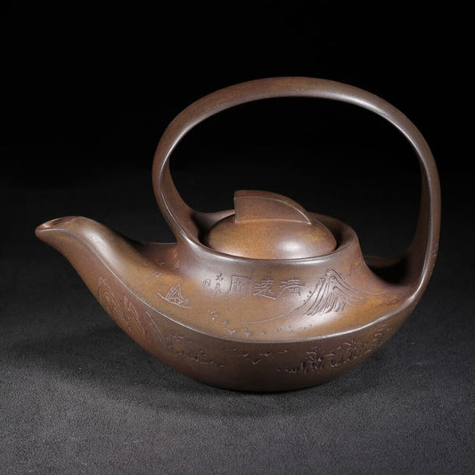 Chinese Yixing Purple Clay Teapot Zisha Ceramic Landscape Teaware Collection Art