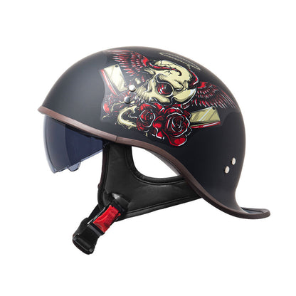 Retro Lightweight Open Face Motorcycle Helmet Fashion Helmet with Internal Visor