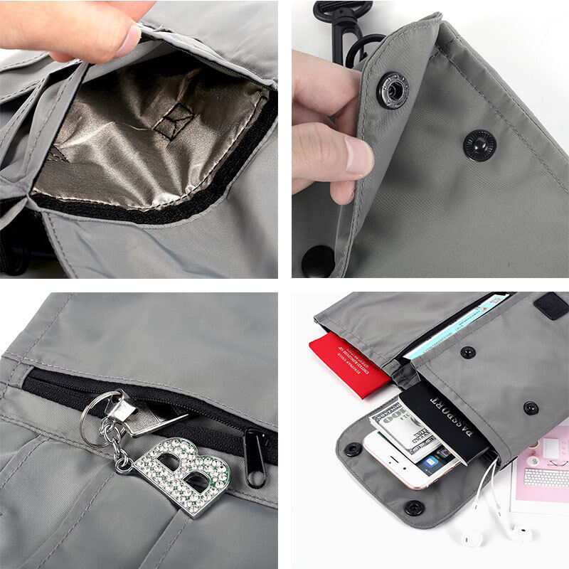 Travel Neck Hanging Passport Bag Pouch Wallet with RFID Blocking Card Holder