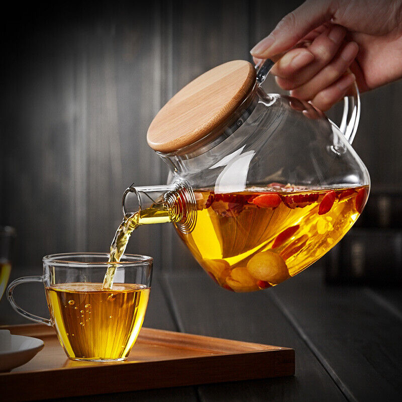 Glass Teapot With Lid Stainless Steel Infuser Strainer Tea Set Kettle Drinkware