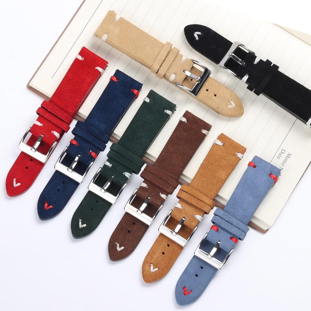 Suede Leather Watch Strap 18mm 20mm 22mm Premium Replacement Band for Watches
