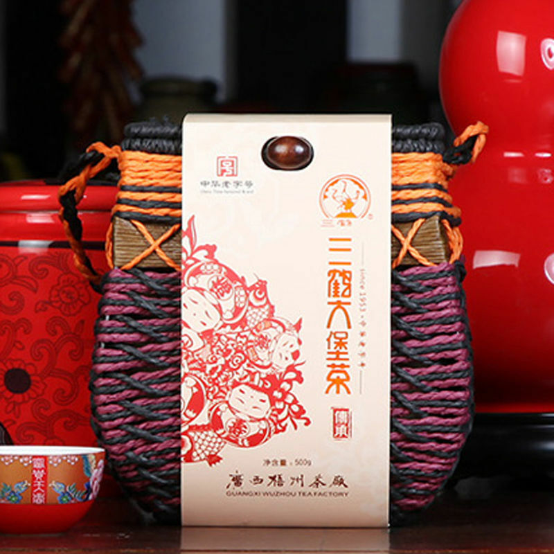 SAN HE Cheng Lu Liu Bao Hei Cha Dark Tea Loose Liu Pao Black Tea Basket 500g