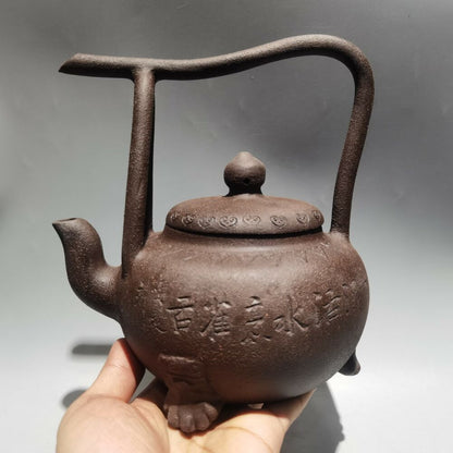 chinese yixing purple clay teapot zisha bonsai pot kettle pots loop handle large