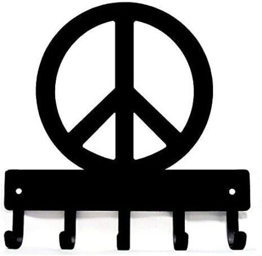 Peace Key Rack Hanger - 6 inch Wide Metal Wall Art