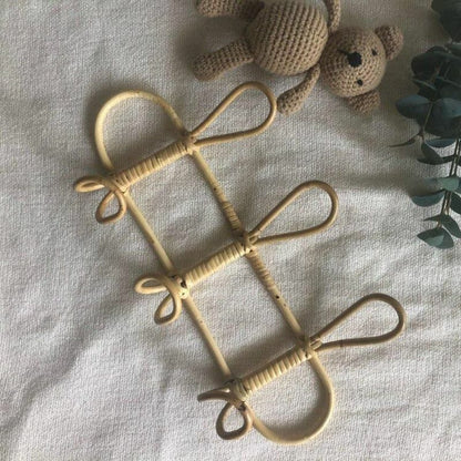 40x20cm Rattan Wall Hooks Kids Garments Organizer Rack Clothes Hat Hanging Decor