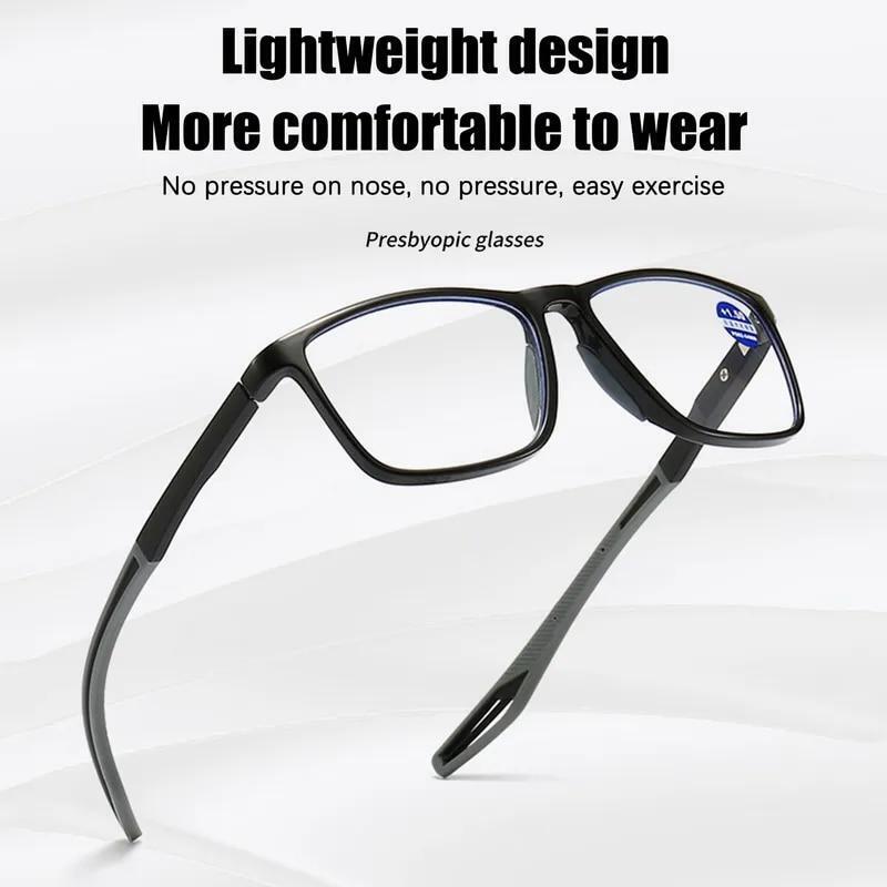 Men TR90 Anti-blue Light Square Reading Glasses Sport Lightweight Glasses New