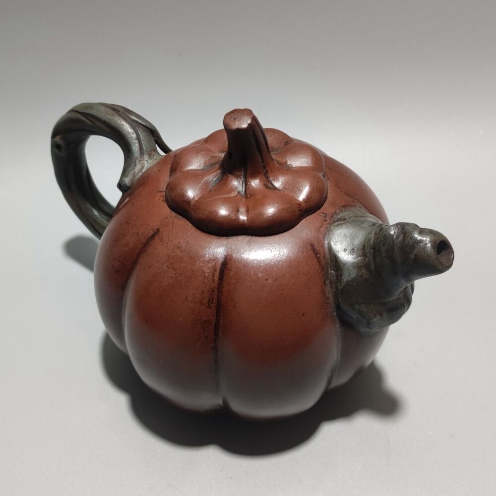 Vintage Chinese Yixing Purple Clay Teapot Zisha Ceremony Ceramic Pumpkin Teaware