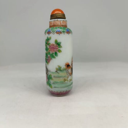 vintage chinese peking glass signed antique snuff bottle hand painted rooster