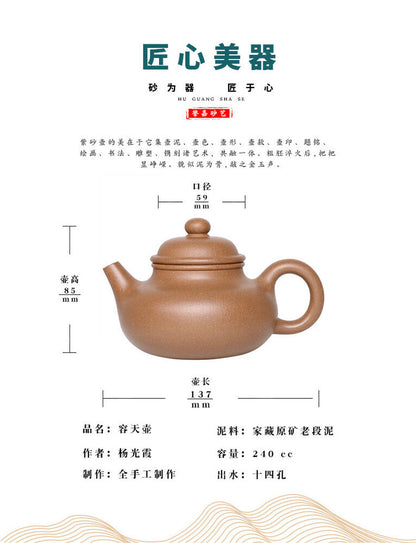 240cc chinese Yixing Handmade Zisha teapot Duan clay  RongTian Hu Gongfu Tea Pot