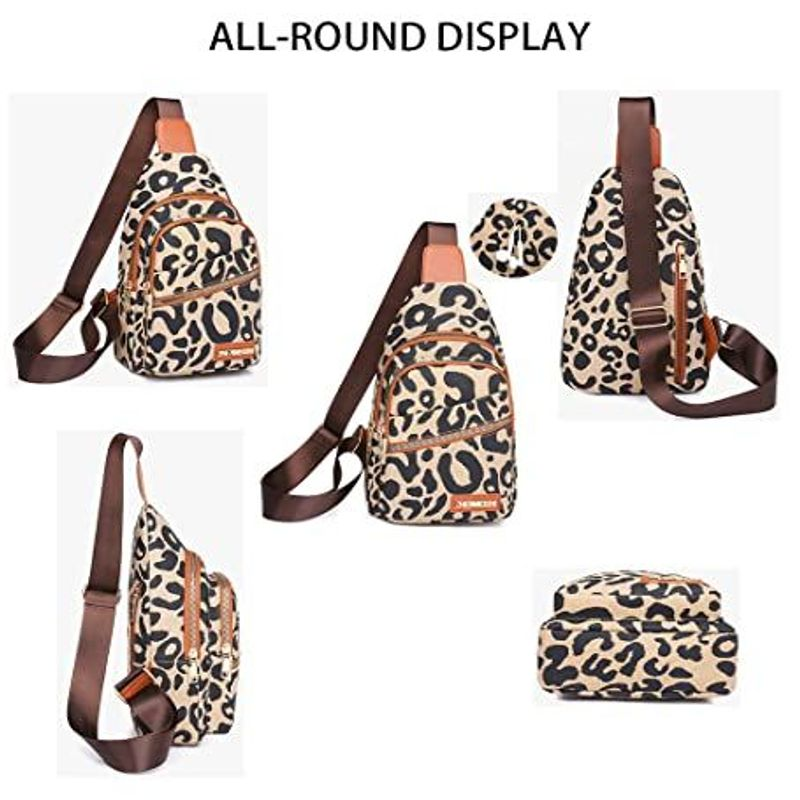 Hiriotin Leopard Print Chest Bag for Women Letter