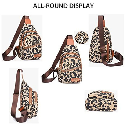 Hiriotin Leopard Print Chest Bag for Women Letter