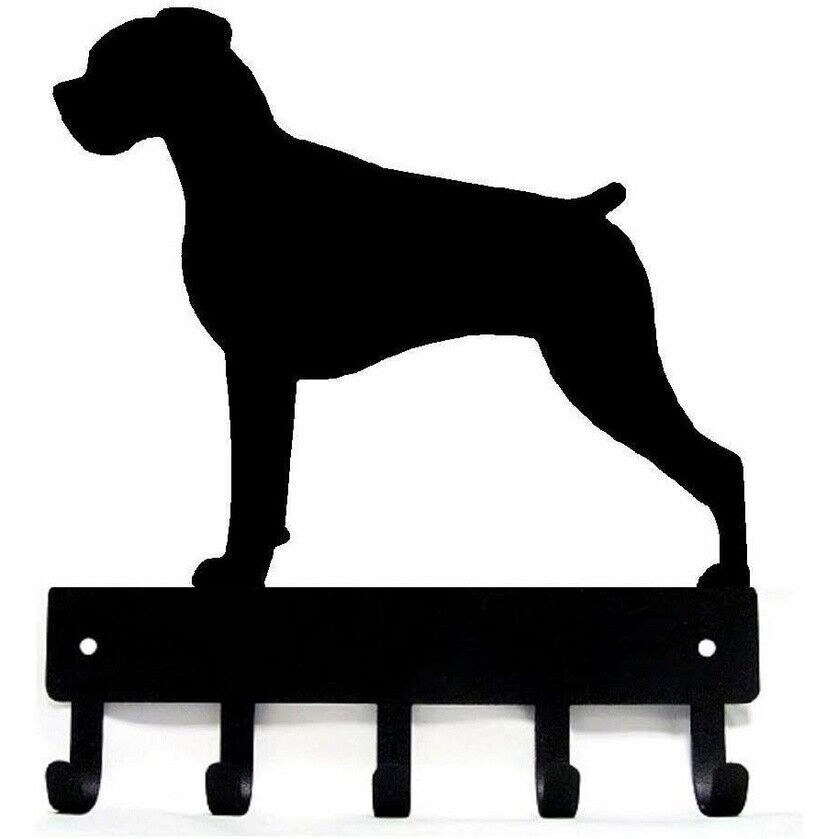 Boxer (Natural Ears) Dog Key Rack Hanger Wall Mounted Hook Up Pendant Wall Art